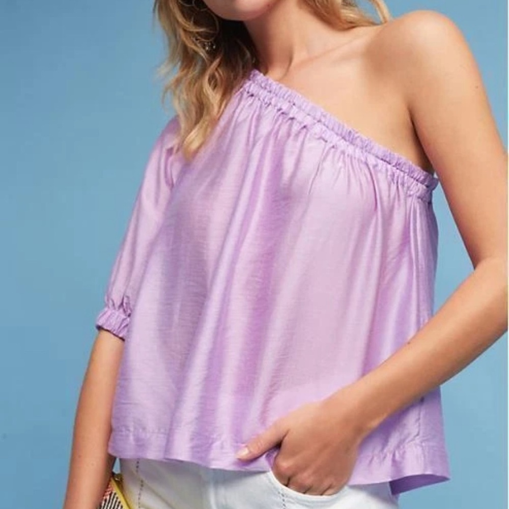 Anthropology Maeve Lavender Off-Shoulder Women's Top